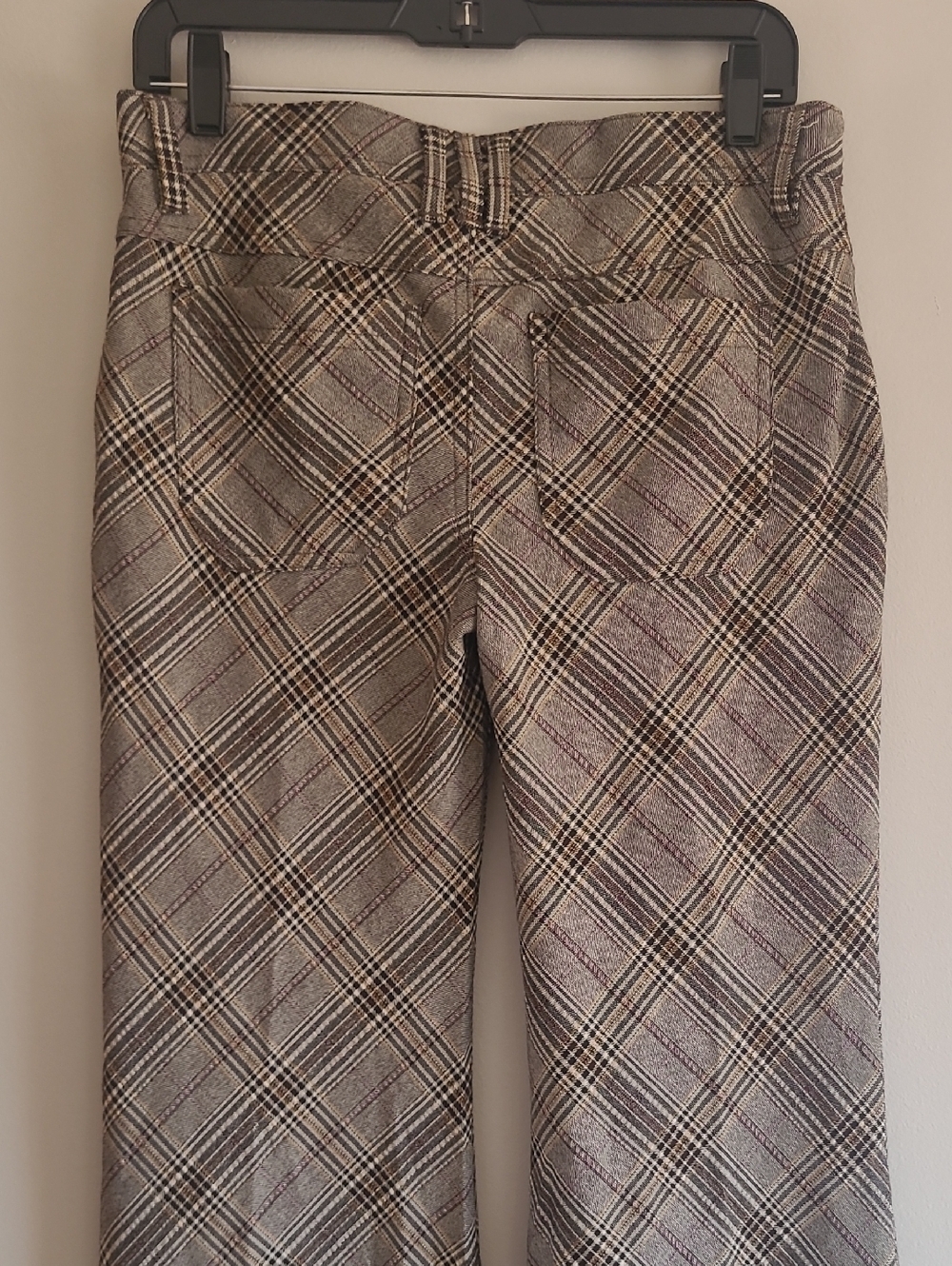 Free People Low Rise Flare Bell Bottom Wide Leg Plaid Trouser Pants Wmn 8 Hippie - Picture 8 of 15